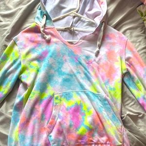 Inspired hearts, tie dye thin hoodie.